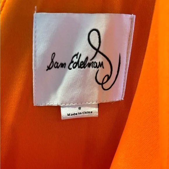 Sam Edelman Womens Sleeveless V Neck Wide Leg Crop Jumpsuit Coral Punch Size 8 - Picture 6 of 7